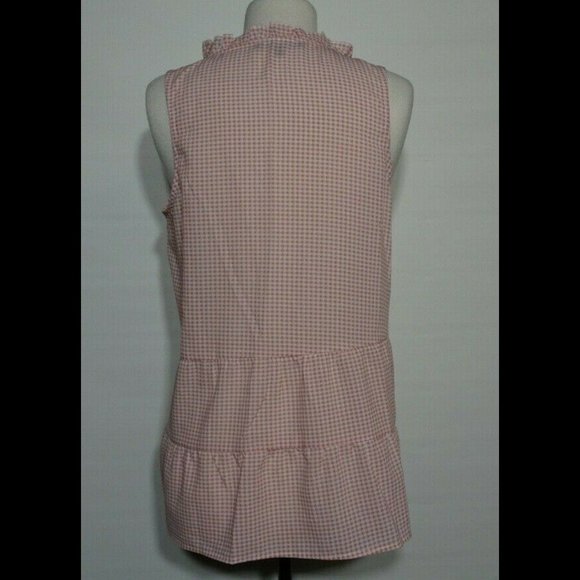 Sanctuary Size L Romy Pink & White Gingham Sleeveless Tiered Top Blouse - Picture 6 of 9